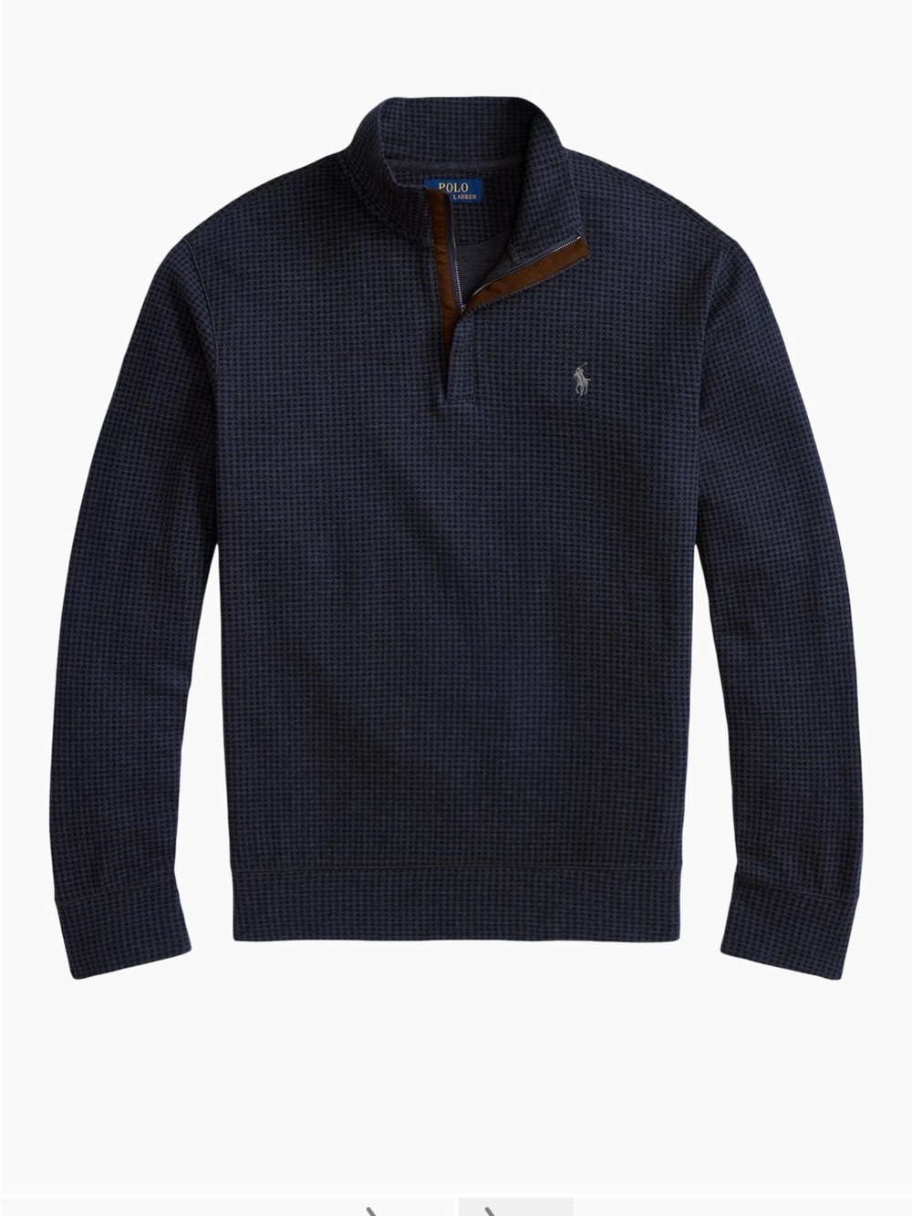 Polo by Ralph Lauren Houndstooth Quarter-Zip Polo -Winter Navy Heather Dogtooth